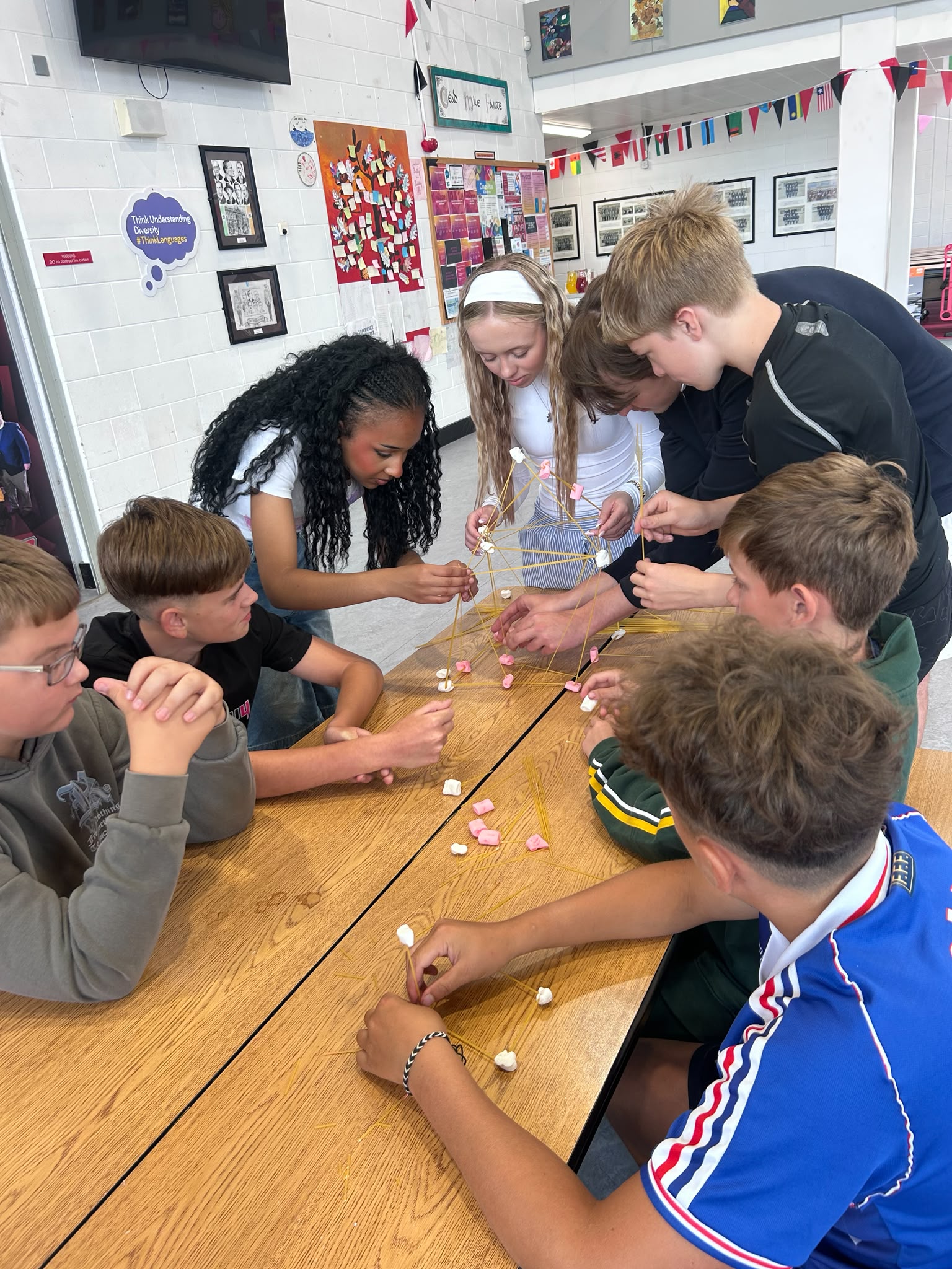 Students working together on a STEM activity