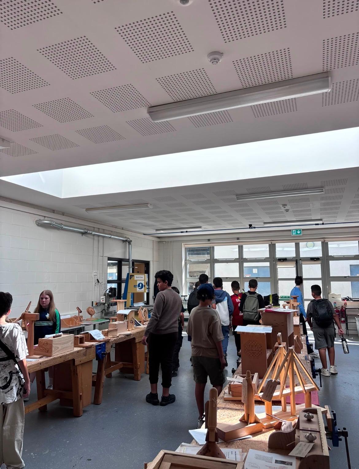 Students collaborating on a hands-on classroom activity