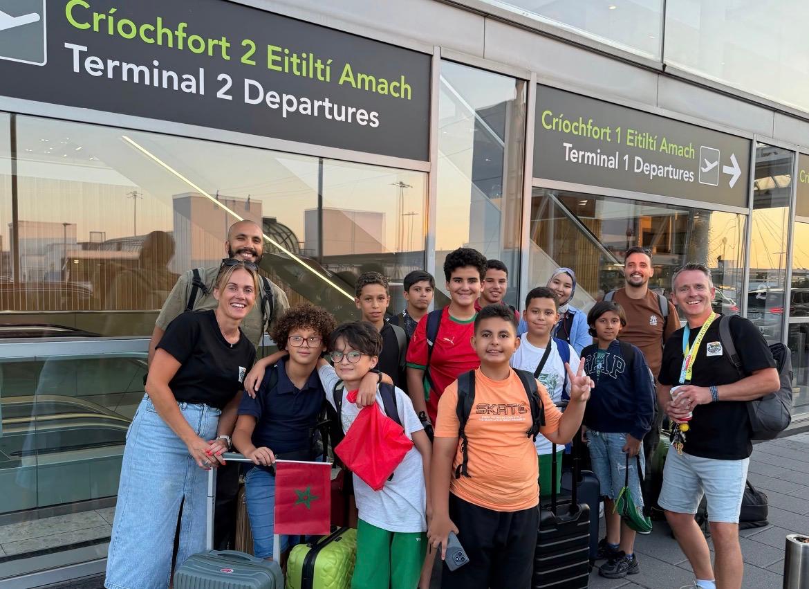 Students arriving in Ireland at Dublin Airport